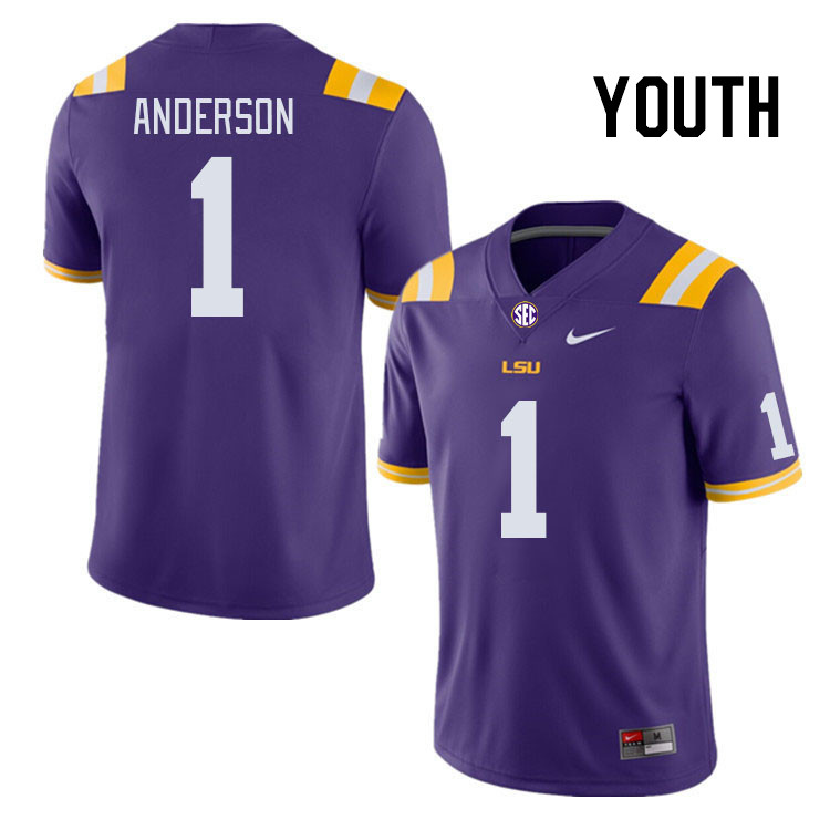 Youth #1 Aaron Anderson LSU Tigers College Football Jerseys Stitched-Purple